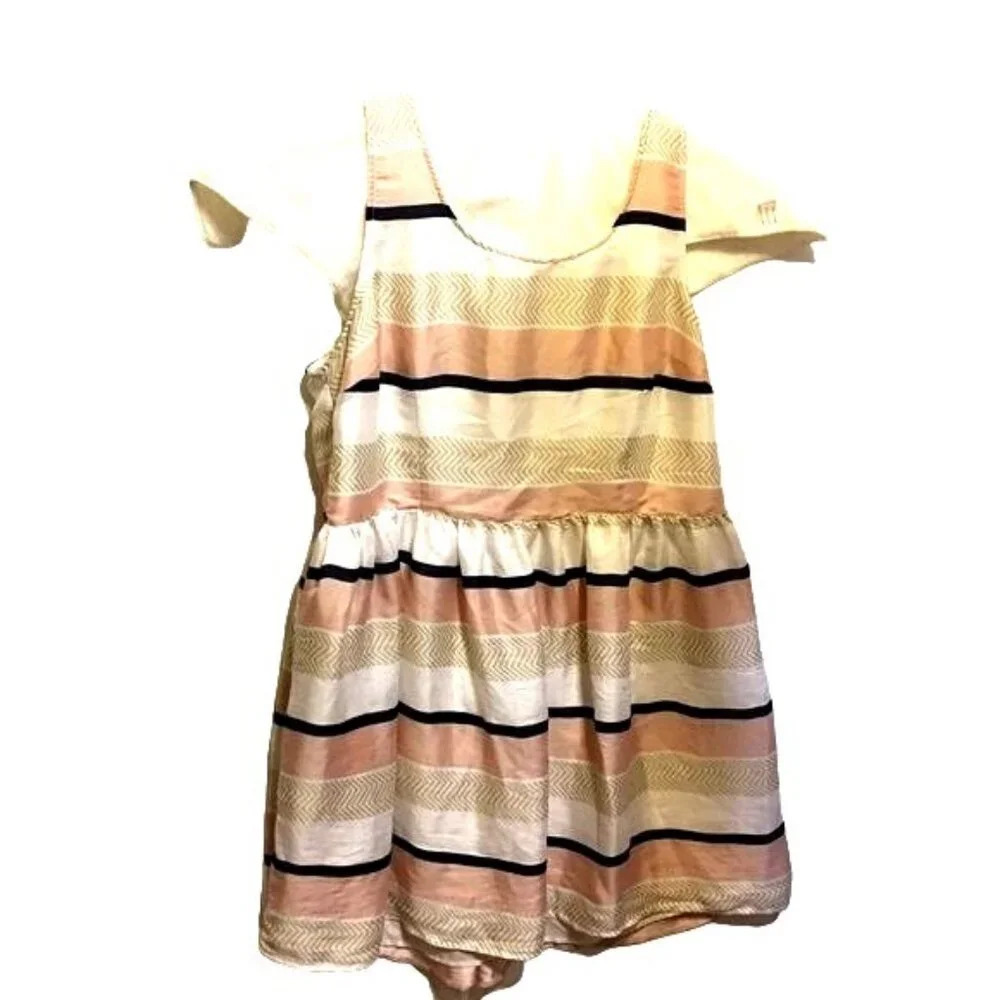 BB Dakota Womens Dress Spring/Summer Striped White/Tan/Blue/Pink Sheer Lined Sle